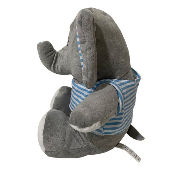 Nulife Matters Elephant Plush 13" Sitting Gray Striped T-Shirt Stuffed Animal - Picture 2 of 9
